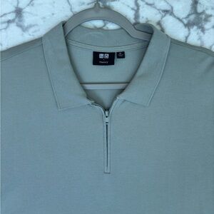 UNIQLO X THEORY Zippered Polo Shirt Men’s XL Gray Green Blend Lightweight Collab